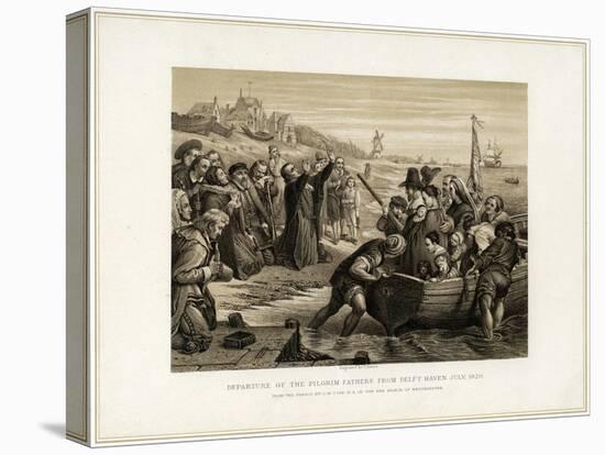 Departure of the Pilgrim Fathers from Delft Haven, July 1620-T Bauer-Stretched Canvas