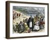 Departure of the Puritans Halted by English Authorities, Early 1600s-null-Framed Giclee Print