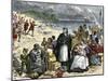 Departure of the Puritans Halted by English Authorities, Early 1600s-null-Mounted Giclee Print