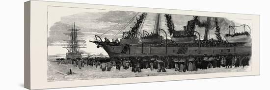 Departure of the Troop Ship Deccan from Portsmouth, the Camel Corps for the Nile Expedition, 1884-null-Stretched Canvas