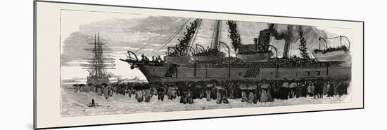 Departure of the Troop Ship Deccan from Portsmouth, the Camel Corps for the Nile Expedition, 1884-null-Mounted Giclee Print
