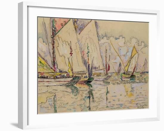 Departure of Tuna Boats at Groix (W/C on Paper)-Paul Signac-Framed Giclee Print