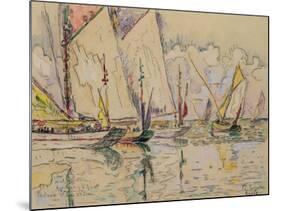 Departure of Tuna Boats at Groix (W/C on Paper)-Paul Signac-Mounted Giclee Print