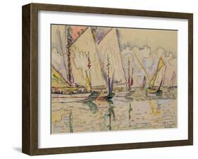 Departure of Tuna Boats at Groix (W/C on Paper)-Paul Signac-Framed Giclee Print