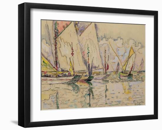 Departure of Tuna Boats at Groix (W/C on Paper)-Paul Signac-Framed Giclee Print