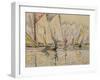 Departure of Tuna Boats at Groix (W/C on Paper)-Paul Signac-Framed Giclee Print