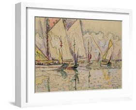 Departure of Tuna Boats at Groix (W/C on Paper)-Paul Signac-Framed Giclee Print