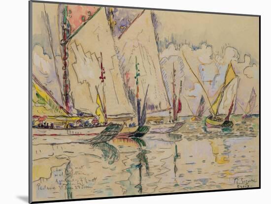 Departure of Tuna Boats at Groix (W/C on Paper)-Paul Signac-Mounted Giclee Print