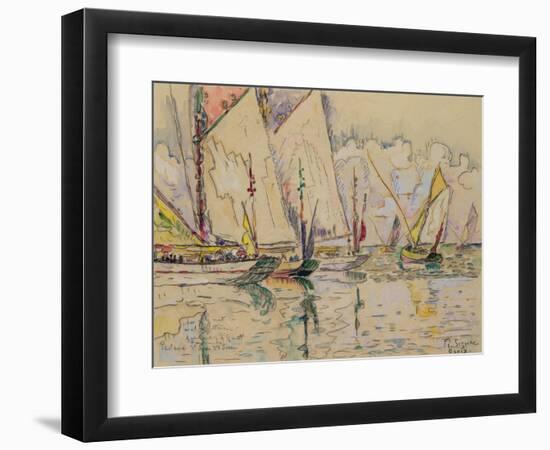 Departure of Tuna Boats at Groix (W/C on Paper)-Paul Signac-Framed Premium Giclee Print
