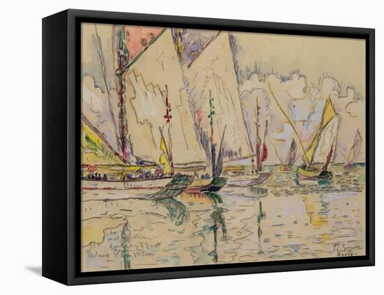 Departure of Tuna Boats at Groix (W/C on Paper)-Paul Signac-Framed Stretched Canvas