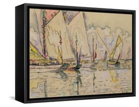 Departure of Tuna Boats at Groix (W/C on Paper)-Paul Signac-Framed Stretched Canvas