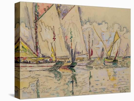 Departure of Tuna Boats at Groix (W/C on Paper)-Paul Signac-Stretched Canvas