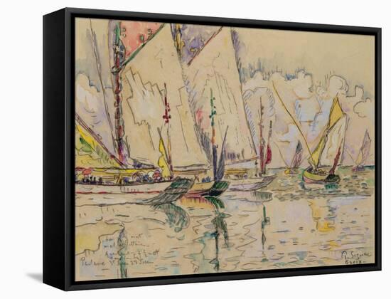 Departure of Tuna Boats at Groix (W/C on Paper)-Paul Signac-Framed Stretched Canvas