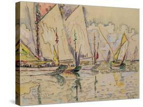 Departure of Tuna Boats at Groix (W/C on Paper)-Paul Signac-Stretched Canvas