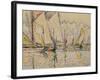 Departure of Tuna Boats at Groix (W/C on Paper)-Paul Signac-Framed Premium Giclee Print