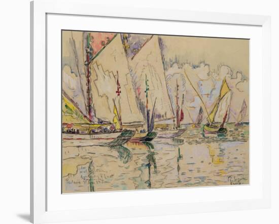 Departure of Tuna Boats at Groix (W/C on Paper)-Paul Signac-Framed Giclee Print