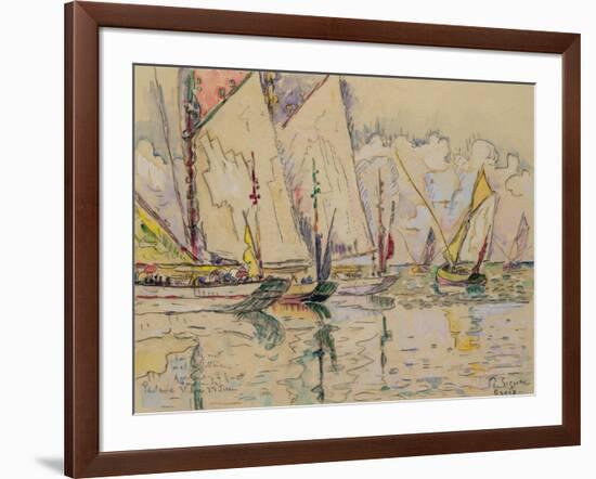 Departure of Tuna Boats at Groix (W/C on Paper)-Paul Signac-Framed Giclee Print