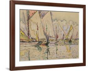 Departure of Tuna Boats at Groix (W/C on Paper)-Paul Signac-Framed Giclee Print