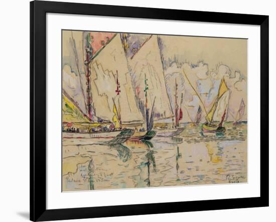 Departure of Tuna Boats at Groix (W/C on Paper)-Paul Signac-Framed Giclee Print