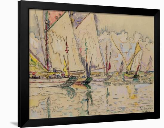 Departure of Tuna Boats at Groix (W/C on Paper)-Paul Signac-Framed Giclee Print