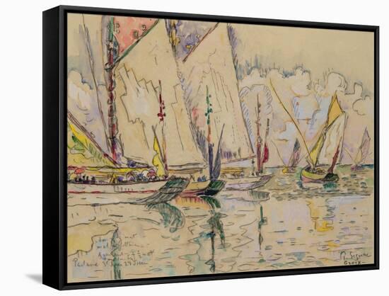 Departure of Tuna Boats at Groix (W/C on Paper)-Paul Signac-Framed Stretched Canvas