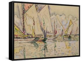 Departure of Tuna Boats at Groix (W/C on Paper)-Paul Signac-Framed Stretched Canvas