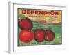 Depend On Apple Label - Yakima, WA-Lantern Press-Framed Art Print