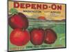 Depend On Apple Label - Yakima, WA-Lantern Press-Mounted Art Print