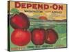 Depend On Apple Label - Yakima, WA-Lantern Press-Stretched Canvas