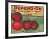 Depend On Apple Label - Yakima, WA-Lantern Press-Framed Art Print