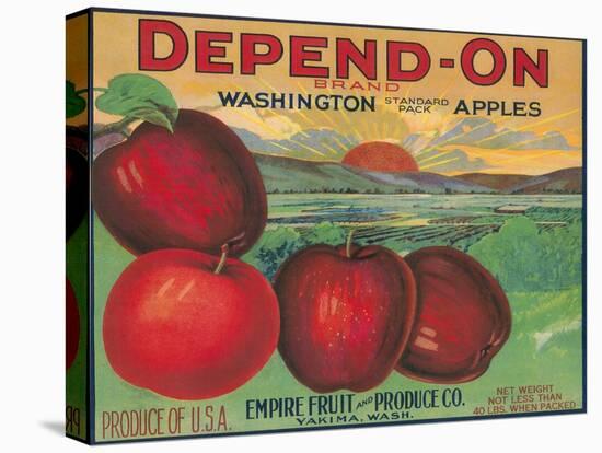 Depend On Apple Label - Yakima, WA-Lantern Press-Stretched Canvas