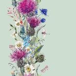 Vintage Vertical Watercolor Herbal Seamless Border with Blooming Meadow Flowers-Thistles Dandelions-depiano-Art Print