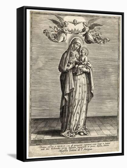 Depicted Showing the Infant Jesus a Single Rose-Hieronymus Wierix-Framed Stretched Canvas