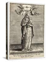 Depicted Showing the Infant Jesus a Single Rose-Hieronymus Wierix-Stretched Canvas