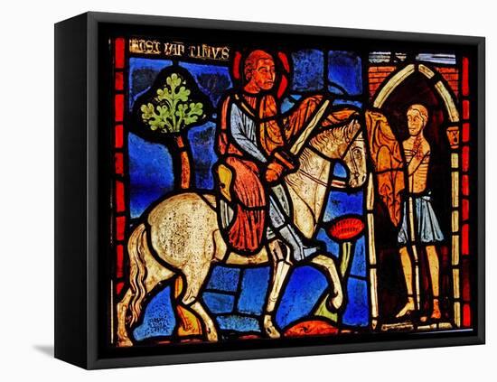 Depicting St Martin Dividing His Cloak (Ex Varennes-Jarcy - Originally from the Abbey De Gercy)-null-Framed Stretched Canvas