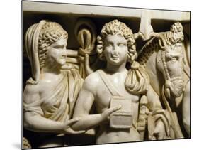 Depiction of Phaedra-Hippolytus Myth, Detail from Relief on Roman Sarcophagus from Manastirne-null-Mounted Giclee Print