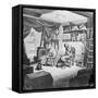 Depiction of Robinson Crusoe Alone with Animals in Makeshift Dwelling-null-Framed Stretched Canvas