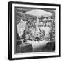 Depiction of Robinson Crusoe Alone with Animals in Makeshift Dwelling-null-Framed Giclee Print