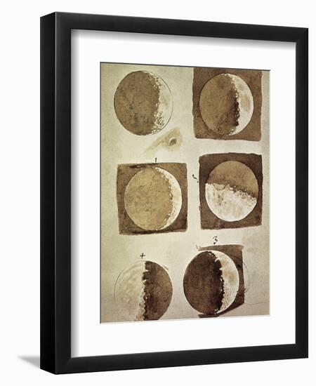 Depiction of the Different Phases of the Moon Viewed from the Earth-Galileo-Framed Art Print