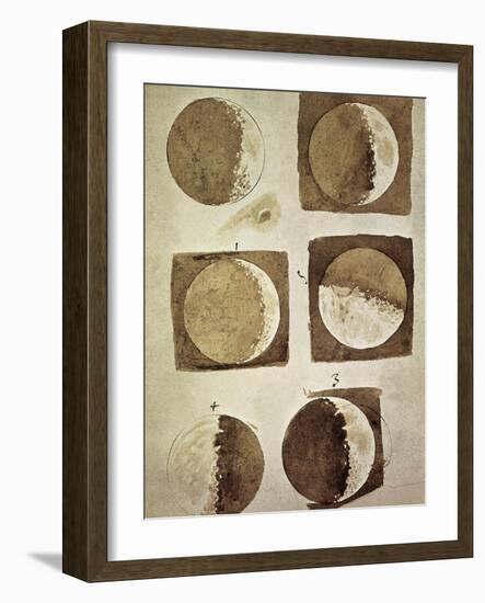 Depiction of the Different Phases of the Moon Viewed from the Earth-Galileo-Framed Art Print