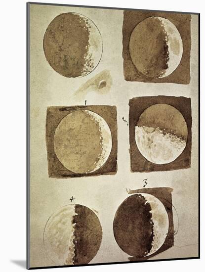 Depiction of the Different Phases of the Moon Viewed from the Earth-Galileo-Mounted Art Print