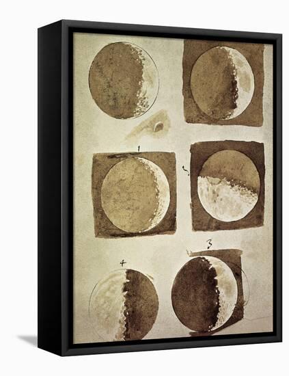 Depiction of the Different Phases of the Moon Viewed from the Earth-Galileo-Framed Stretched Canvas