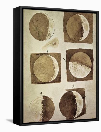 Depiction of the Different Phases of the Moon Viewed from the Earth-Galileo-Framed Stretched Canvas