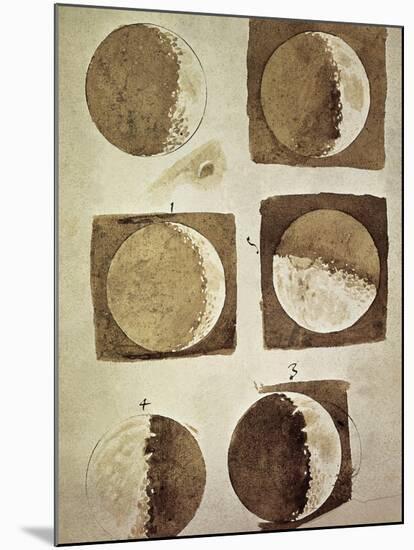 Depiction of the Different Phases of the Moon Viewed from the Earth-Galileo-Mounted Art Print