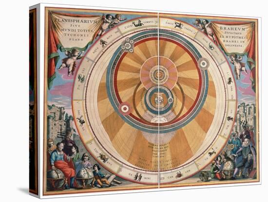 Depiction of the Geo-Heliocentric Universe of Tycho Brahe, 17th century-Andreas Cellarius-Stretched Canvas