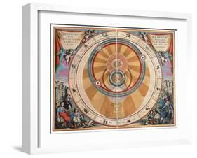 Depiction of the Geo-Heliocentric Universe of Tycho Brahe, 17th century-Andreas Cellarius-Framed Giclee Print