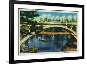 Depoe Bay and Bridge, Oregon - Depoe Bay, OR-Lantern Press-Framed Art Print