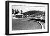 Depoe Bay, Oregon Town View Along Seawall Photograph - Depoe Bay, OR-Lantern Press-Framed Art Print