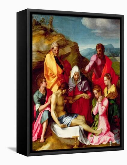 Deposition with Virgin Mary and Saints, 1523-24-Andrea del Sarto-Framed Stretched Canvas