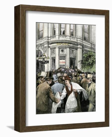 Depositors Making a Run on a Bank during a Financial Panic in the 1800-null-Framed Giclee Print